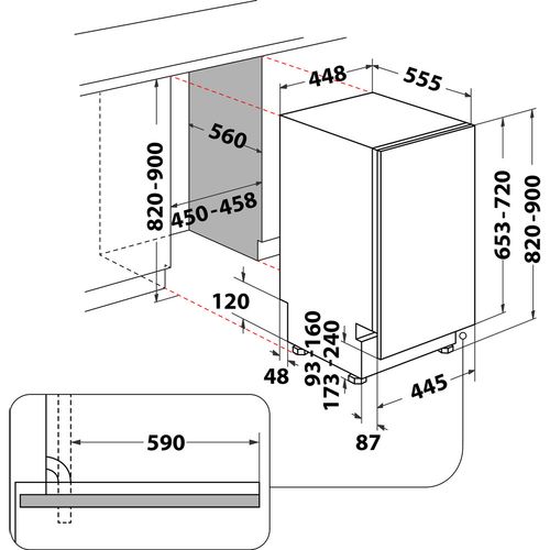 Whirlpool WSIC3M27 Ugradna mašina za pranje sudova, 10 kompleta, Širina 44.8 cm slika 7