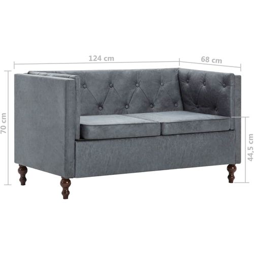 2-dijelni set sofa Chesterfield s presvlakom od tkanine sivi slika 10