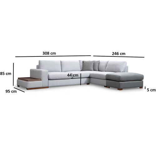 Atelier Del Sofa Kutna garnitura LOOP 4, siva - svjetlo siva, Loop 4 slika 7