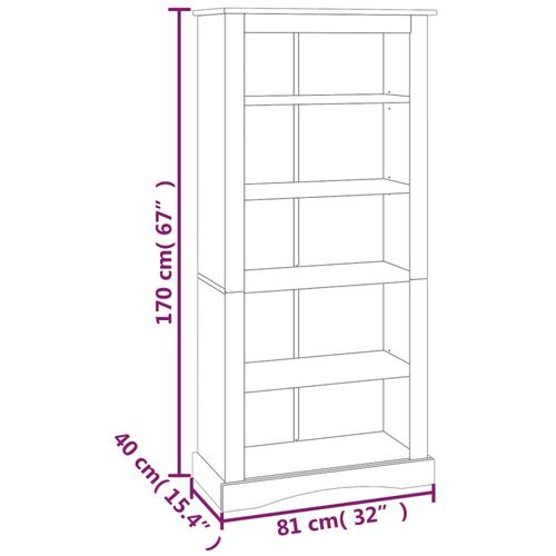 Biblioteka od borovine meksički asortiman Corona 81x40x170 cm slika 28