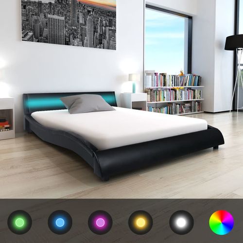 Krevet od umjetne kože sa madracem LED crni 140 x 200 cm slika 25