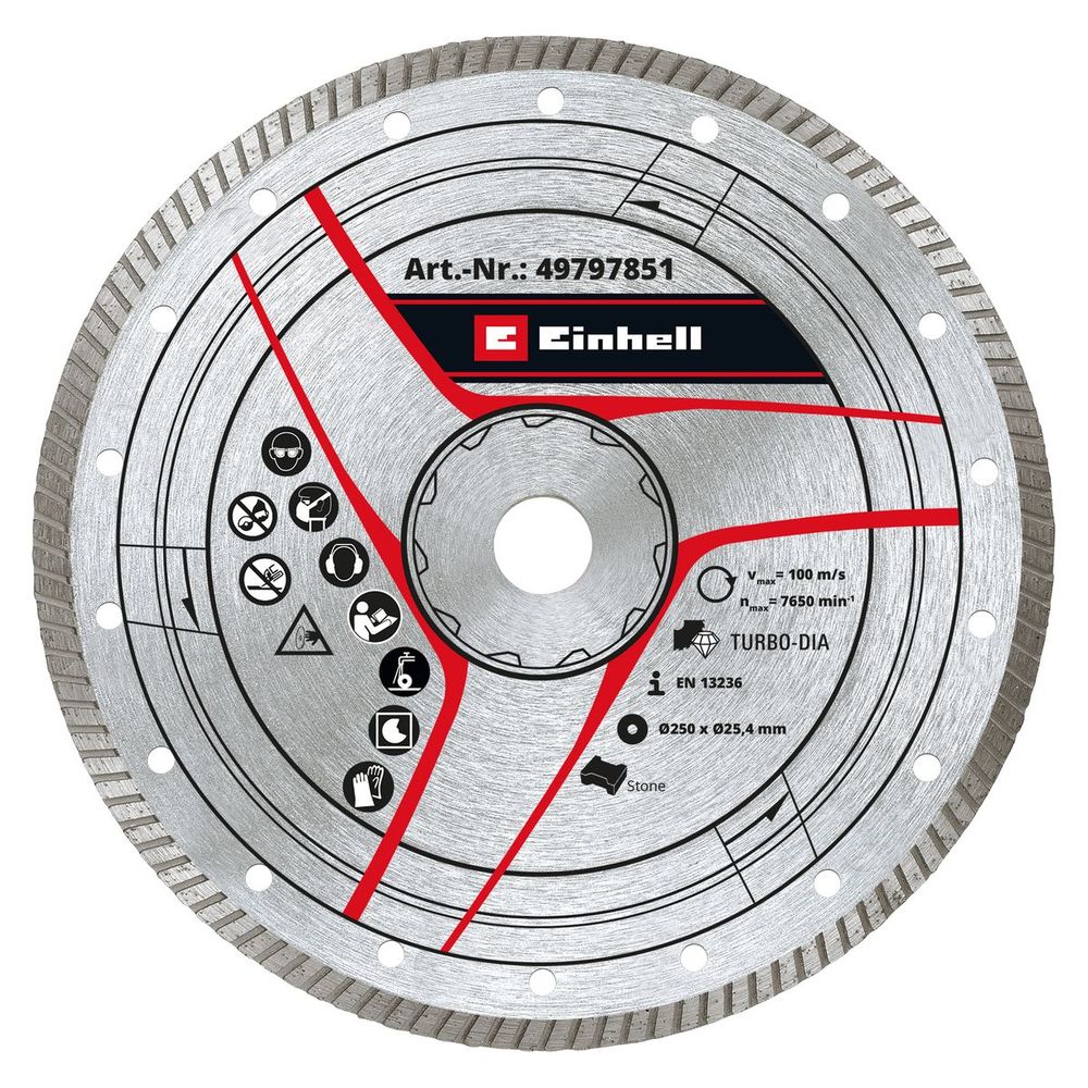Einhell Pribor za rezače kamena, dijamantska rezna ploča 250x25,4mm, Turbo slika 1