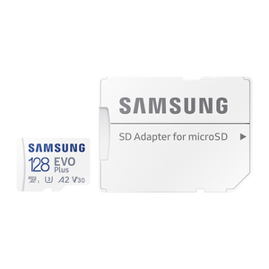 Samsung MB-MC128KA/EU MicroSD 128GB, EVO Plus, SDXC, UHS-I U3 V30 A2, Read 130MB/s, for 4K and FullHD video recording, w/SD adapter