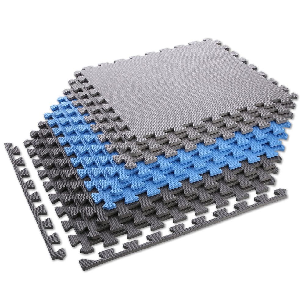 Set od 9 zaštitnih podloga u obliku slagalice za teretanu 60x60x1,0 cm plavo siva slika 2