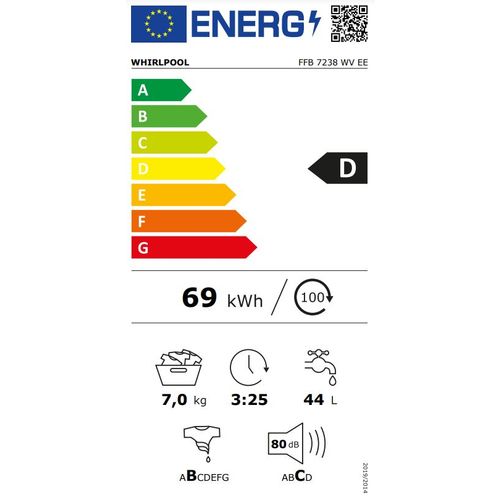 Whirlpool FFB7238WV EE Veš mašina 7 kg, 1200 rpm, 6th SENSE tehnologija, Inverter Motor, dubina 57.5 cm slika 11