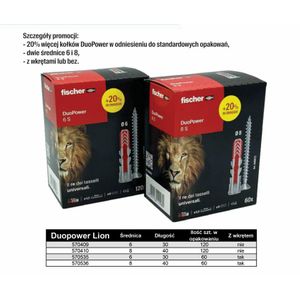 FISCHER KOŁEK DUOPOWER  8x40 S 50szt. Z WKRĘTEM +20% GRATIS