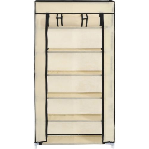 282429 Shoe Cabinet with Cover Cream 58x28x106 cm Fabric slika 5