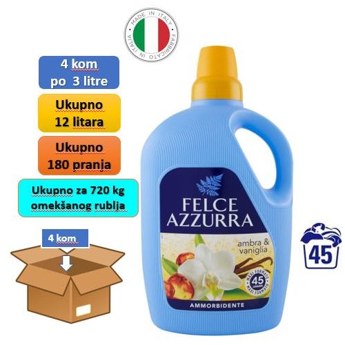 Felce Azzurra omekšivač Jantar & Vanilija box ( 4 kom X 3 litre)  slika 1