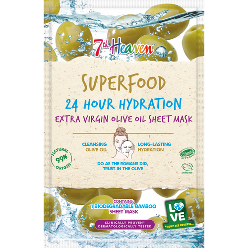 7th Heaven Superfood 24hr Hydration Extra Virgin Olive Oil maska u maramici, 1 kom.  slika 1