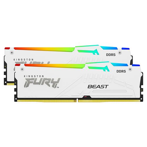 KINGSTON DIMM DDR5 64GB (2x32GB kit) 5600MT/s KF556C36BWEAK2-64 Fury Beast RGB White Expo slika 1