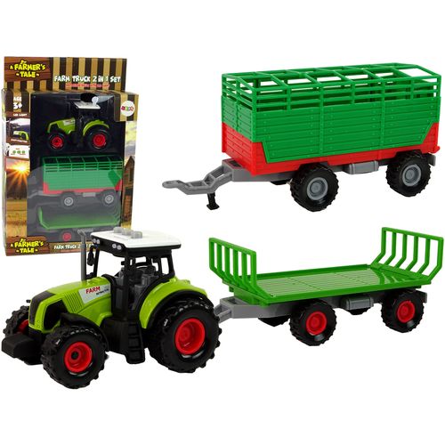Traktor s 2u1 prikolicom zeleni slika 1