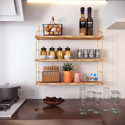 3'lü Duvar Rafı, Kitaplık Gold
Brown Wall Shelf slika 2