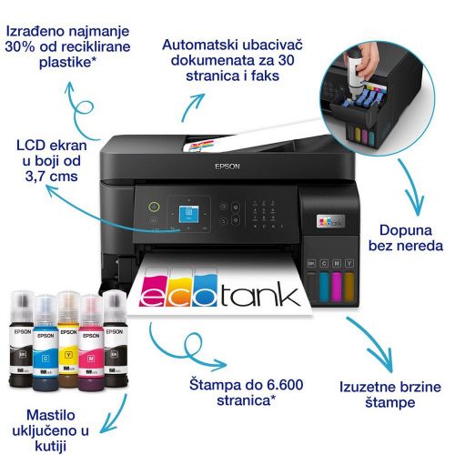 Epson C11CK57403 L5590 EcoTank, print-scan-copy-fax, Color, A4, 4800X1200, LAN, Wi-Fi, ADF, LCD, Duplex slika 3