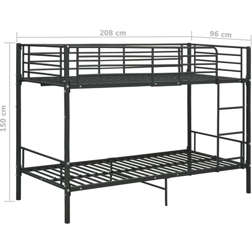 Krevet na kat crni metalni 90 x 200 cm slika 13