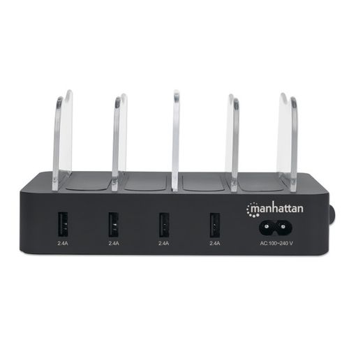 USB punjač 4-port Manhattan 102261 5V/2.4V/34W/držač za telefon Crni slika 3