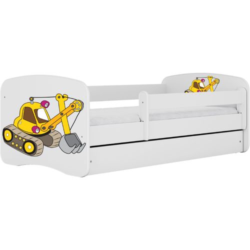 Drveni Dečiji Krevet Bager Sa Fiokom - Beli - 160X80Cm slika 3