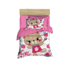 PH155 Pink
White
Brown Baby Quilt Cover Set