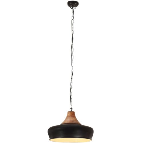 Industrijska viseća svjetiljka crna 26 cm E27 od željeza i drva slika 4