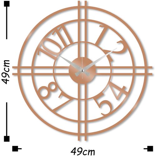 Wallity Ukrasni metalni zidni sat, Metal Wall Clock 33 - Copper slika 3