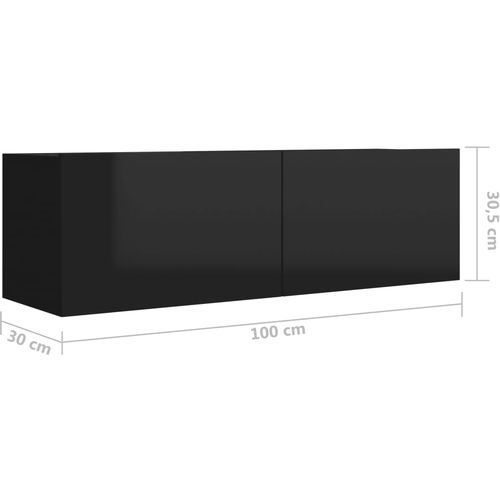 TV ormarić visoki sjaj crni 100 x 30 x 30 cm od iverice slika 26