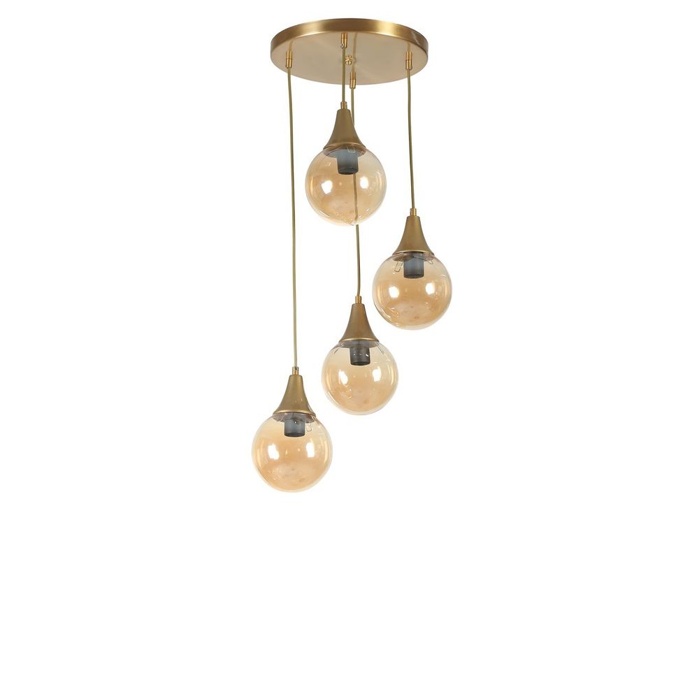 Afra 4 Lü Tepsili Eskitme Bal Camlı Sarkıt Amber Gold Luster slika 3