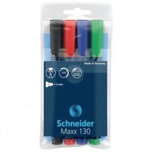 Flomaster Schneider, permanent marker, Maxx 130, 1-3 mm, set od 4 boje, PVC etui slika 1