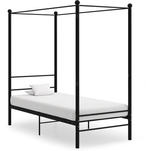 Okvir za krevet s nadstrešnicom crni metalni 90 x 200 cm slika 7