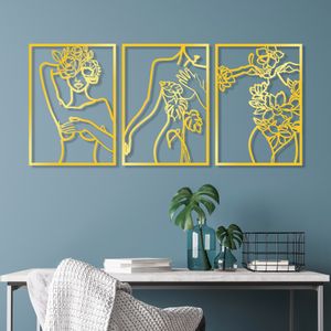 Wallity Metalna zidna dekoracija Golden Triple Silhouette 1