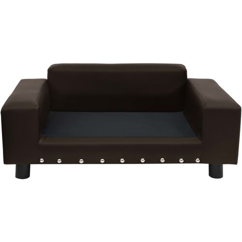 Sofa za pse smeđa 81 x 43 x 31 cm od pliša i umjetne kože slika 12