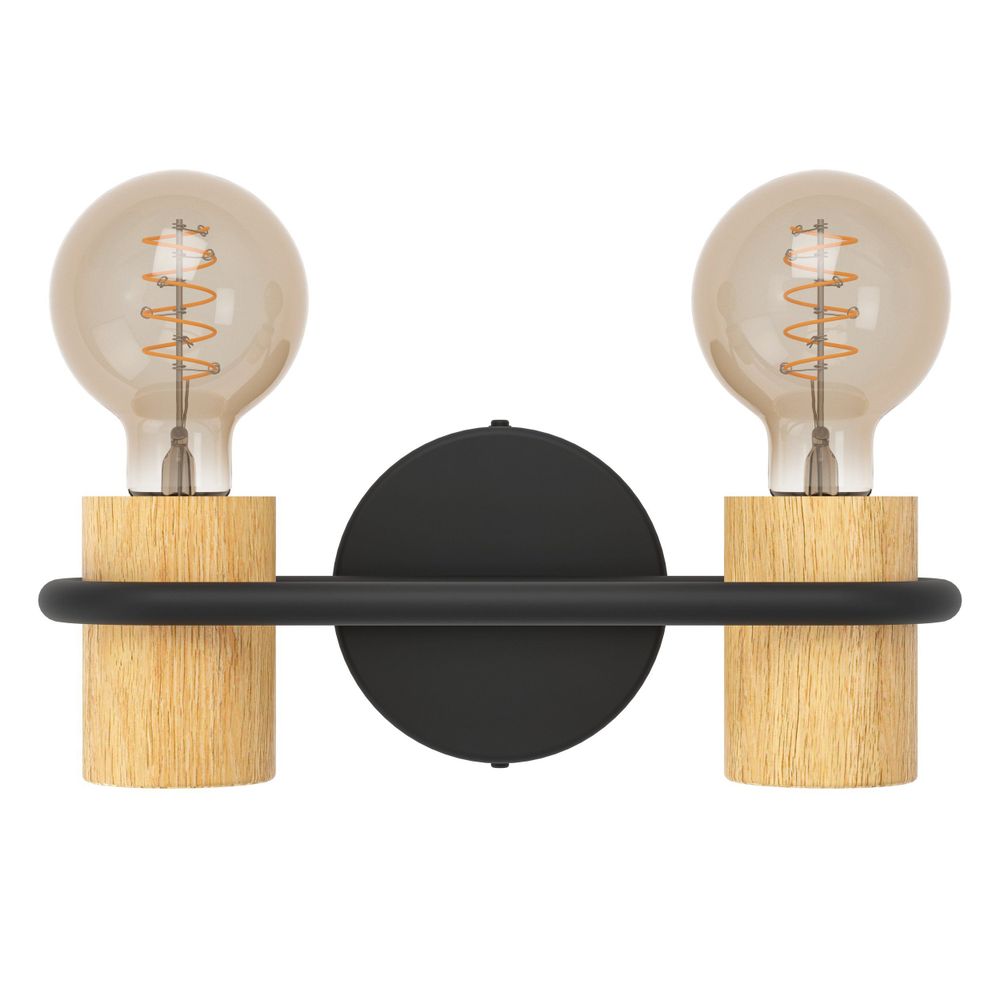 Eglo zidna lampa 'Chieveley' E27, crna/boja drveta slika 4