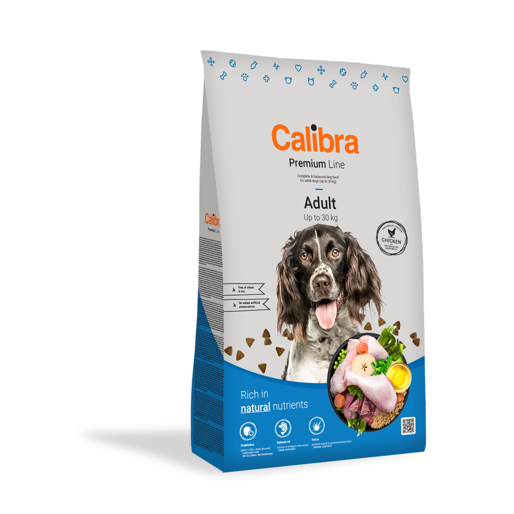 Calibra Dog Premium Line Adult Chicken, potpuna suha hrana za odrasle pse teške do 30 kg, 12 kg slika 1