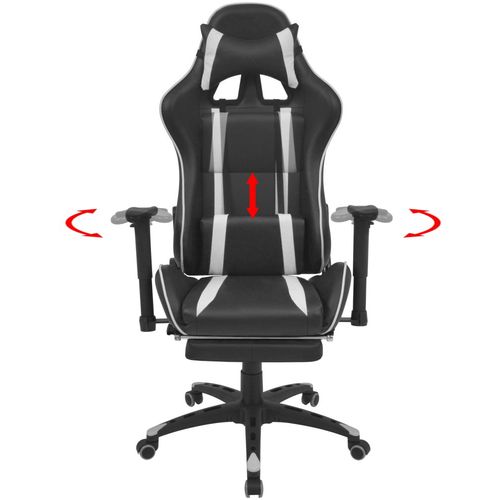 Podesiva igraća uredska stolica s osloncem za noge bijela slika 17