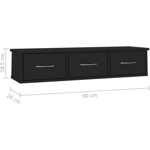 Zidna polica s ladicama sjajna crna 88x26x18,5 cm od iverice slika 7