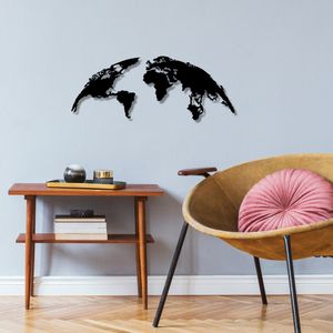 World Map Small Black Decorative Metal Wall Accessory