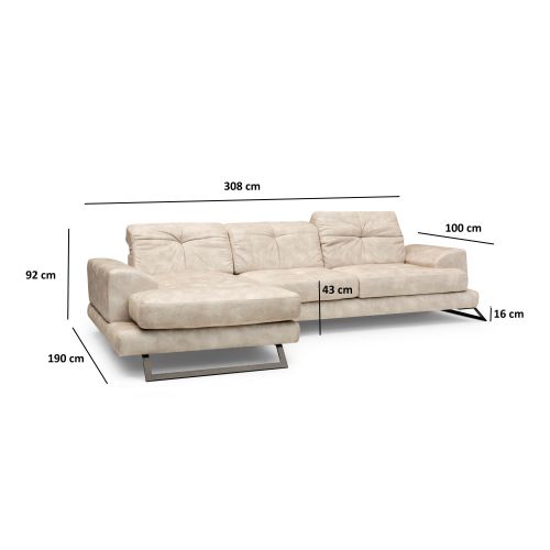 Atelier Del Sofa Frido ugaona garnitura levo orijentisana (Chl+3R) - Bež slika 13