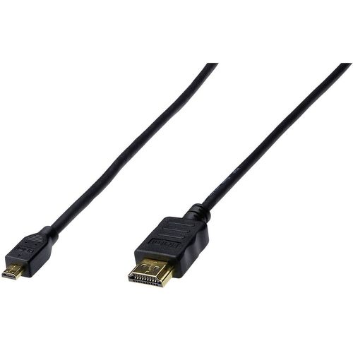 Digitus HDMI priključni kabel HDMI A utikač, HDMI Micro D utikač 1.00 m crna AK-330115-010-S pozlaćeni kontakti HDMI kabel slika 1
