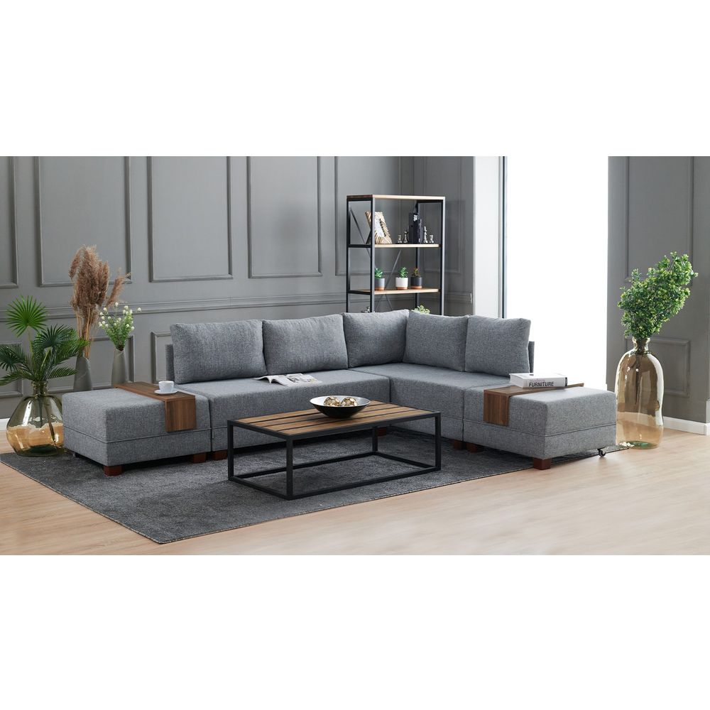 Ugaona Sofa na Razvlačenje Fly - Desni Kut, Siva slika 1