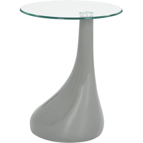 Stolić za kavu s okruglom staklenom pločom sivi visokog sjaja slika 22