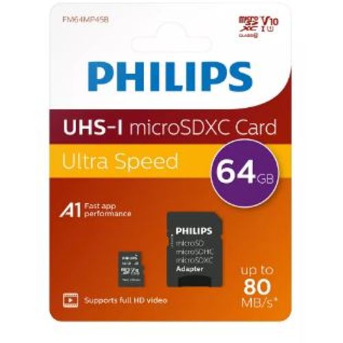 Philips Micro SDXC kartica 64GB Class 10 + SD adapter slika 2