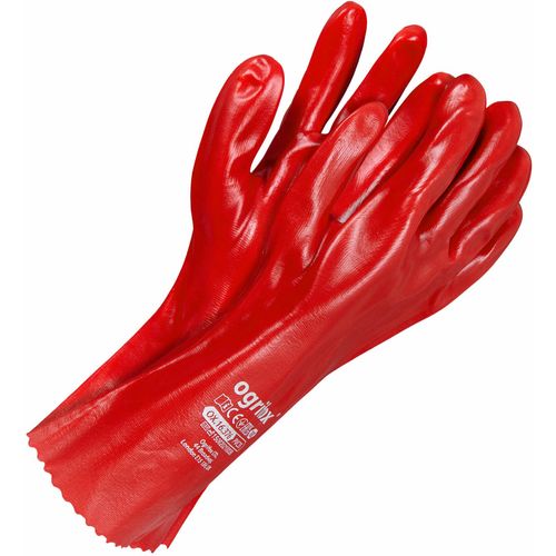 Crvene PVC rukavice duge 35 cm veličina 10 slika 1