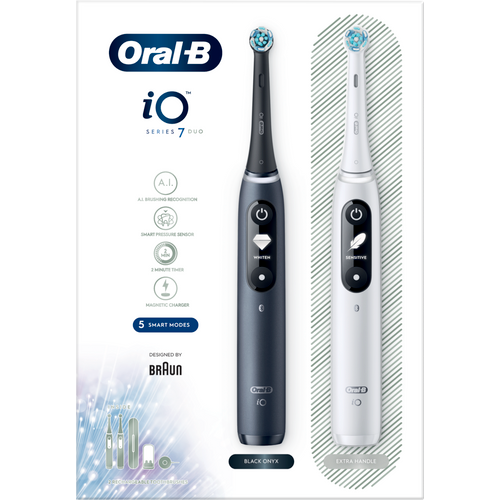 Oral-B iO7 Duo Paket 1+1, Električne četkice za zube, Bela+Crna slika 2