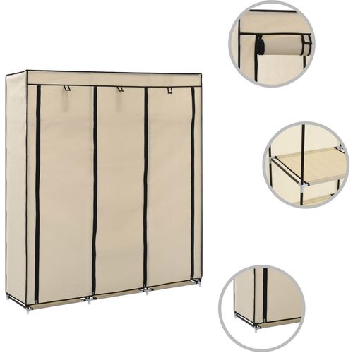 282455 Wardrobe with Compartments and Rods Cream 150x45x175 cm Fabric slika 21