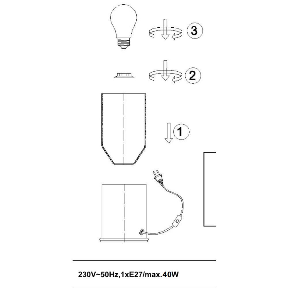 ROBIN STOLNA LAMPA MAT MESING CRNO MAT,1XE27. slika 3