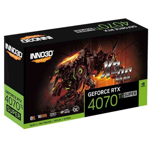 INNO3D GEFORCE RTX 4070 Ti SUPER X3 OC 16GB GDDR6X 256bit, 2640MHz / 21Gbps, 3x DP, 1x HDMI, 2,5 slot, 3 fan slika 2