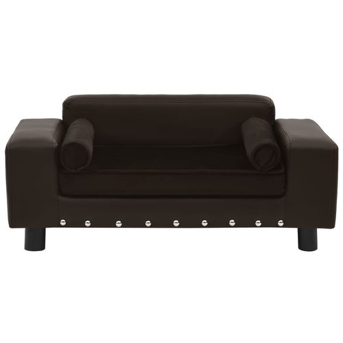 Sofa za pse smeđa 81 x 43 x 31 cm od pliša i umjetne kože slika 21