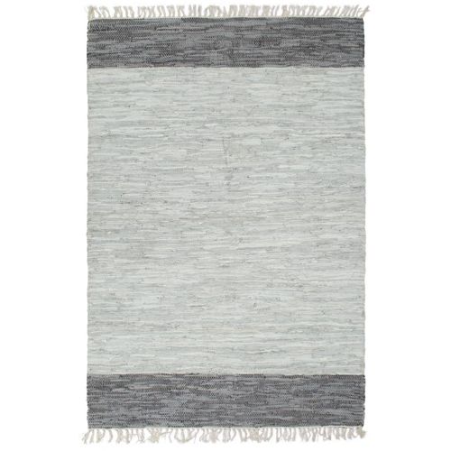 Ručno tkani tepih Chindi od kože 190 x 280 cm sivi slika 15