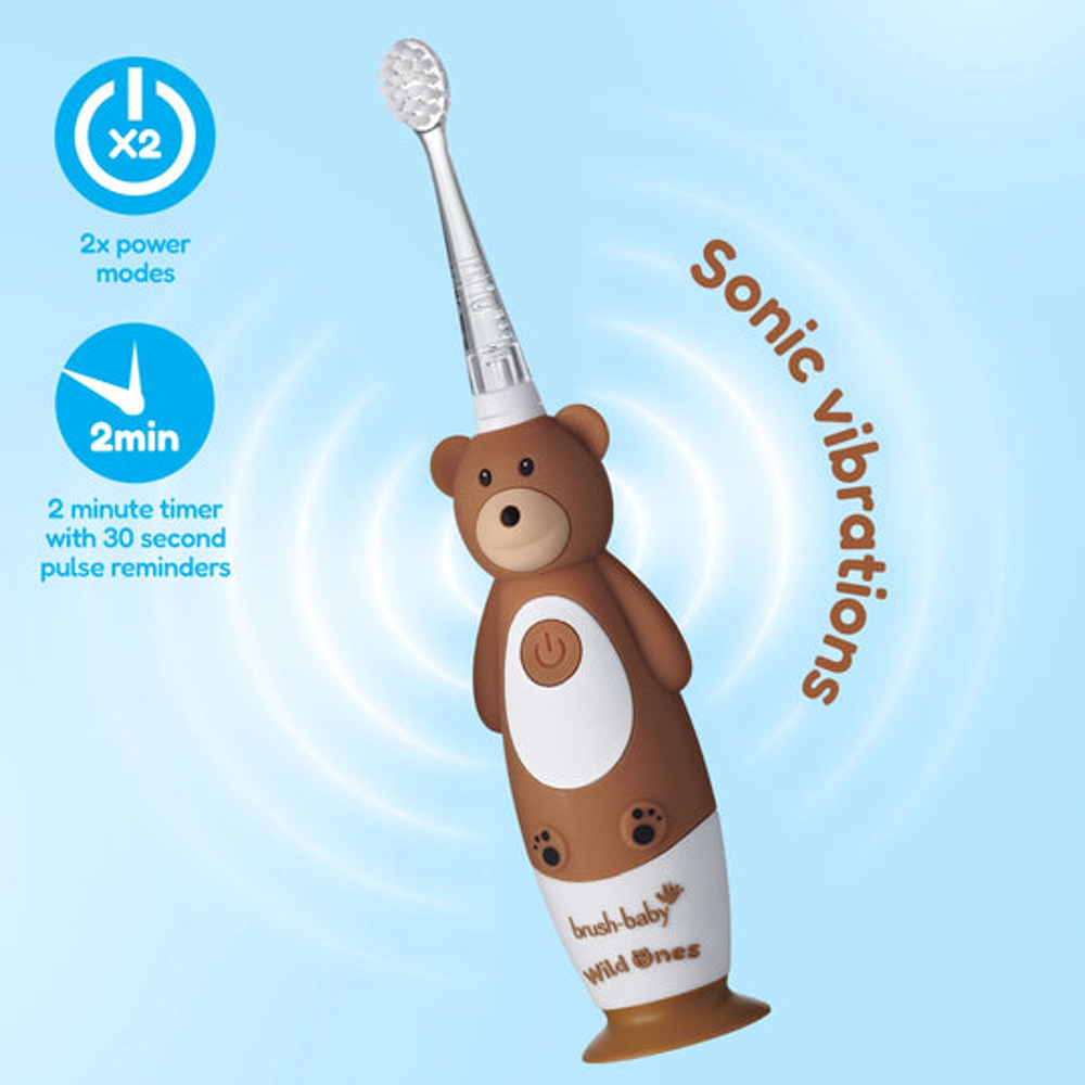 Brush-Baby Dječija punjiva električna četkica WildOnes - Medo slika 5