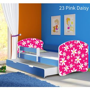 Dječji krevet ACMA s motivom, bočna plava + ladica 160x80 cm 23-pink-daisy