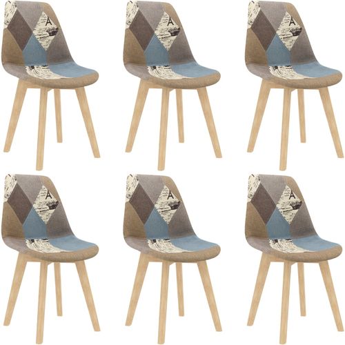 Blagovaonske stolice od tkanine 6 kom s uzorkom patchworka sive slika 25