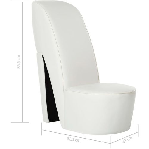 Stolica u obliku visoke pete od umjetne kože bijela slika 14